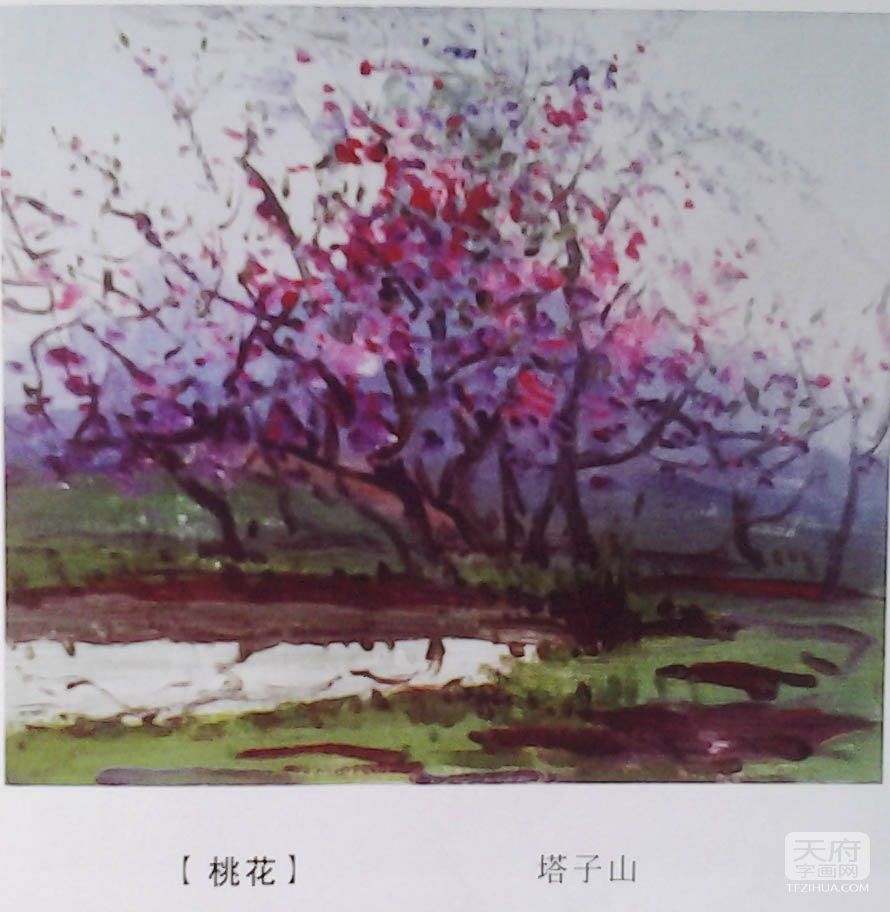 顾达先《桃花》_油画作品_天府字画网